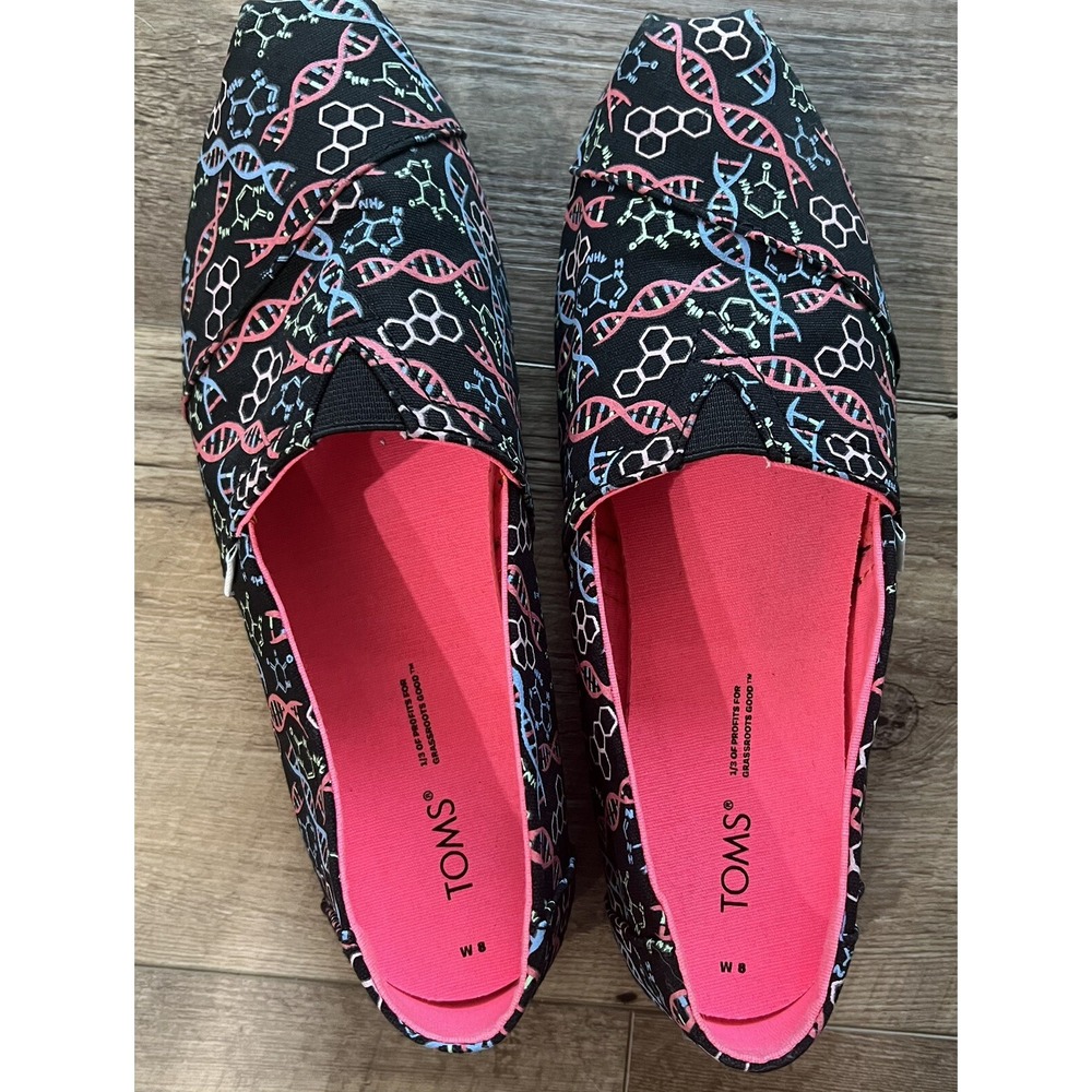 TOMS Alpargata Slip On Flats Size 8 W GLOW IN THE DARK - DNA Shoes